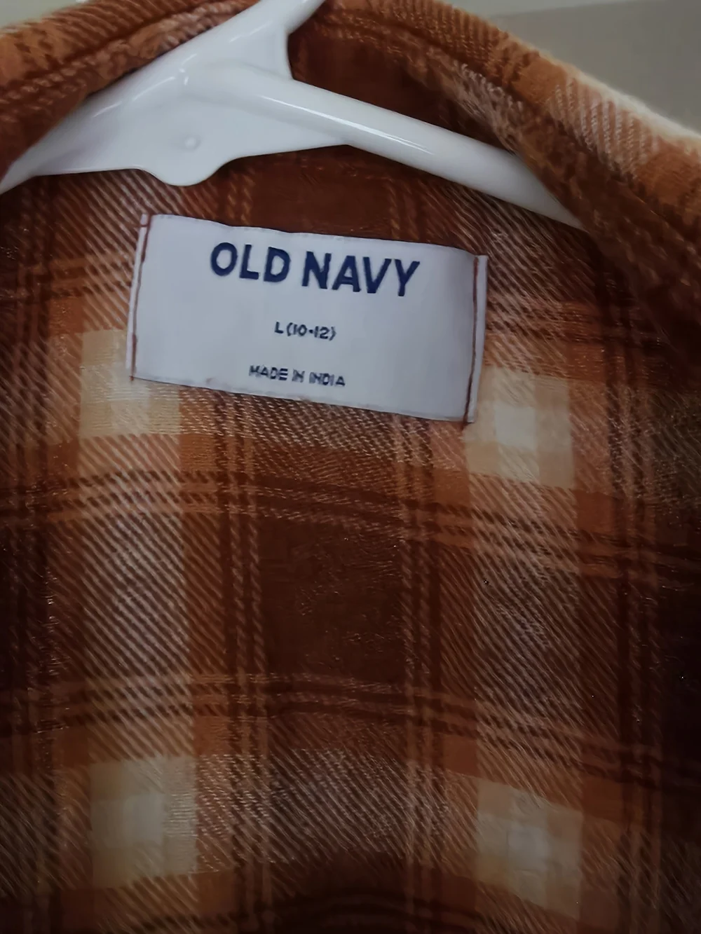Old Navy Men's Rust and White Plaid Button-Up Shirt